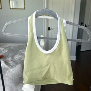 Pull&Bear Olive Green Halter Crop Top